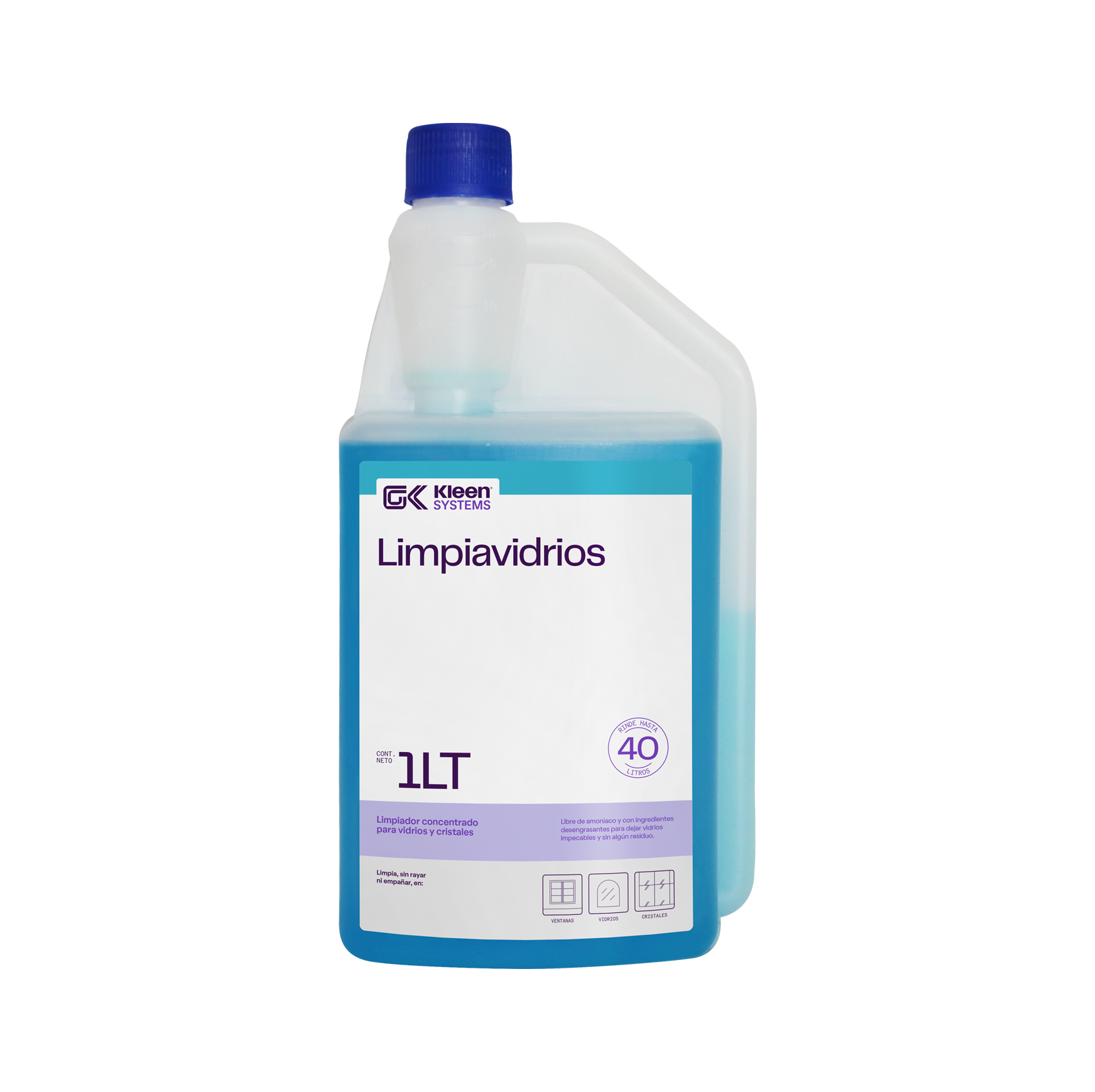 Limpiador Concentrado para Vidrios y Cristales Gel Kleen - 1 Litro
