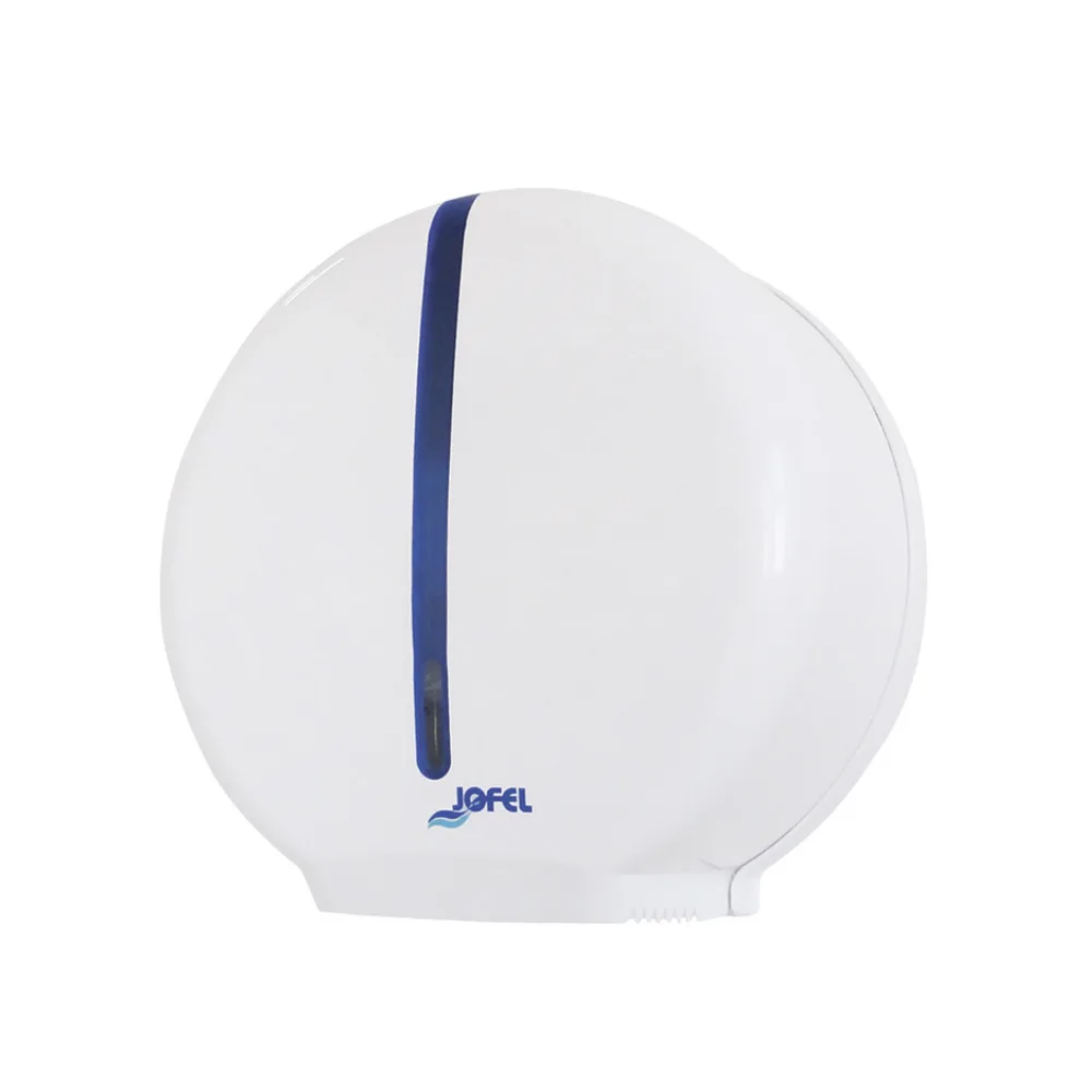Dispensador de papel higiénico jumbo Atlántica Mini | Jofel AE36000 | Para rollo 9″ (230 mm) | Plástico ABS blanco